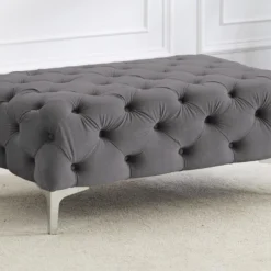 Pouf Chesterfield En Velours Anthracite EDWINA -Promos Chesteris Boutique pouf 18365285