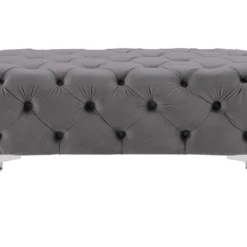 Pouf Chesterfield En Velours Anthracite EDWINA -Promos Chesteris Boutique pouf 18365289