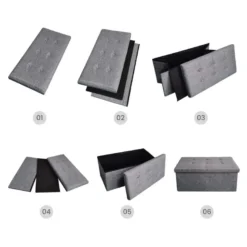 Pouf Rectangulaire Banc Gris Pliant Avec Assise -Promos Chesteris Boutique pouf 19132675