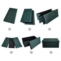 Pouf Rectangulaire De Rangement Pliable Vert Gain De Place -Promos Chesteris Boutique pouf 19132691