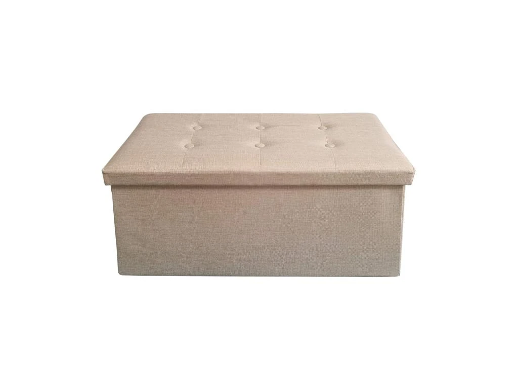 Pouf Rectangulaire De Rangement Beige Avec Couvercle Repose-Pieds 2 Pouf Rectangulaire De Rangement Beige Avec Couvercle Repose-Pieds – Image 2