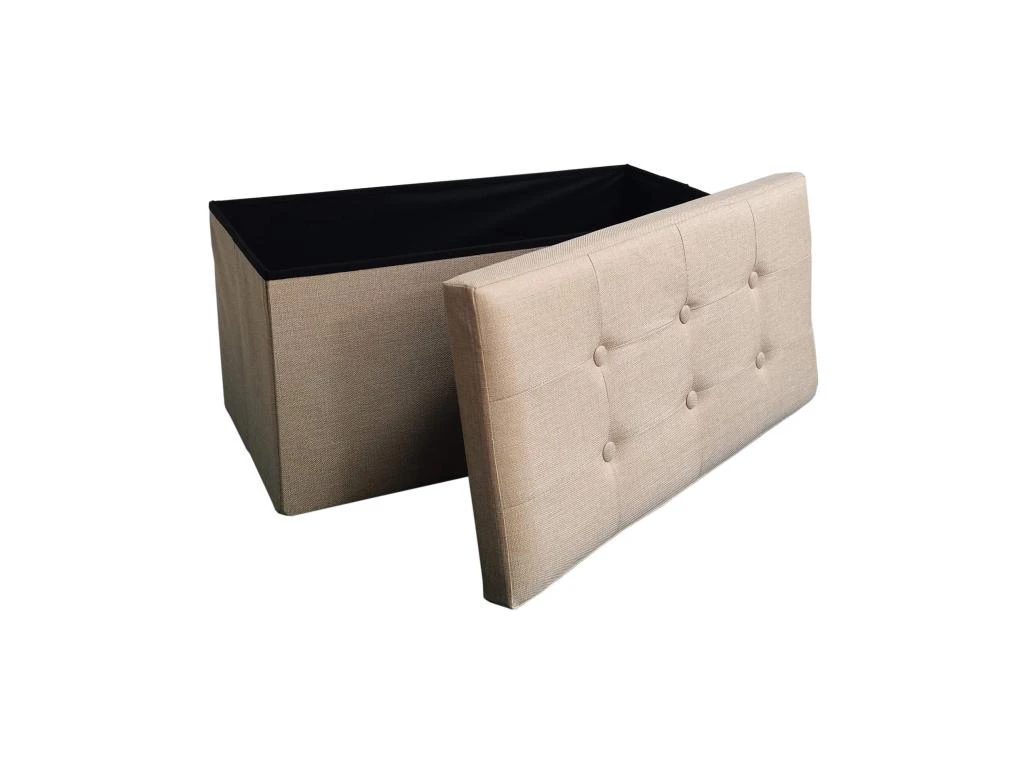 Pouf Rectangulaire De Rangement Beige Avec Couvercle Repose-Pieds 4 Pouf Rectangulaire De Rangement Beige Avec Couvercle Repose-Pieds – Image 4