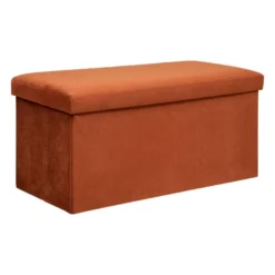 Pouf Pliant Et Coffre De Rangement En Tissu Ambre 76 X 38 Cm