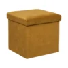 Pouf Pliant Et Coffre De Rangement En Tissu Jaune Moutarde 38 X 38 Cm