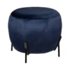 Pouf En Velours Bleu Et Pieds En Métal D 44 X H 35 Cm