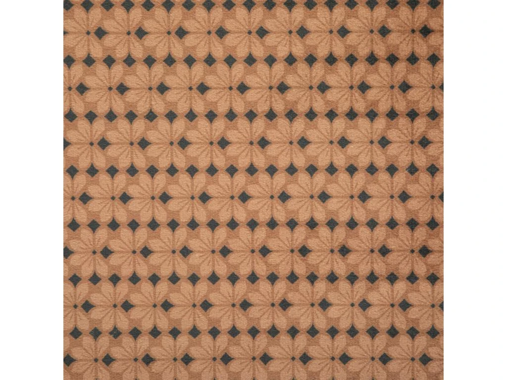 Pouf Pliant Et Coffre De Rangement En Velours Marron Caramel Avec Motifs 4 Pouf Pliant Et Coffre De Rangement En Velours Marron Caramel Avec Motifs – Image 4