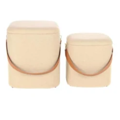 Lot De 2 Poufs & Coffres De Rangement "Arabella" 44cm Beige