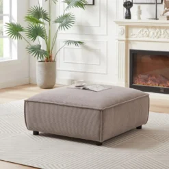 Pouf En Velours Côtelé Taupe BORORE De Pascal Morabito