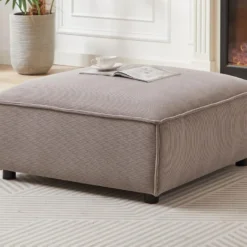 Pouf En Velours Côtelé Taupe BORORE De Pascal Morabito -Promos Chesteris Boutique pouf 19726065