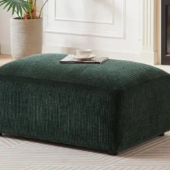 Pouf En Velours Côtelé Vert Sapin TIRONO -Promos Chesteris Boutique pouf 19914115