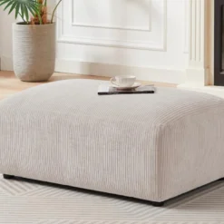 Pouf En Velours Côtelé Beige TIRONO 9 Pouf En Velours Côtelé Beige TIRONO -Promos Chesteris Boutique pouf 19914167