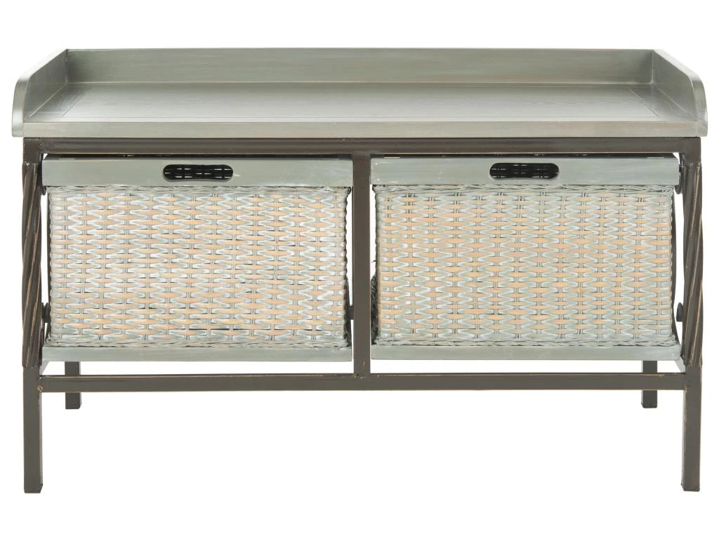 Banc & Ottomane Etain Antique Et Gris Français 40 X 84 X 50.8 Cm - Marcelle 1 Banc & Ottomane Etain Antique Et Gris Français 40 X 84 X 50.8 Cm - Marcelle