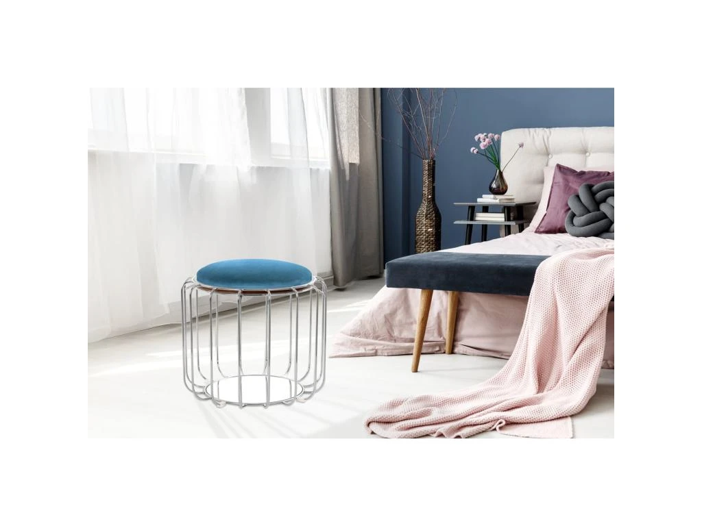 Pouf Reverse Table D'appoint Confortable Silver 4 Pouf Reverse Table D'appoint Confortable Silver â Image 4