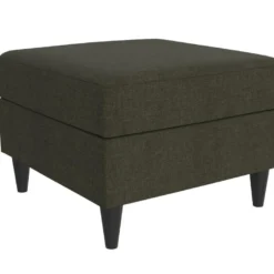 Pouf Avec Rangement En Lin Gris