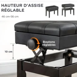 Banquette Piano ARANJUEZ Noir -Promos Chesteris Boutique pouf 21987691