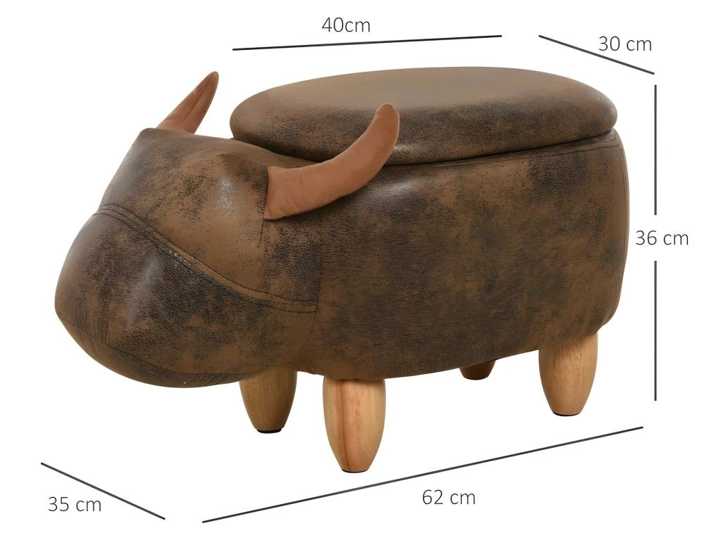 Pouf Coffre Buffle SEVILLE Marron Daim Vieilli 3 Pouf Coffre Buffle SEVILLE Marron Daim Vieilli â Image 3