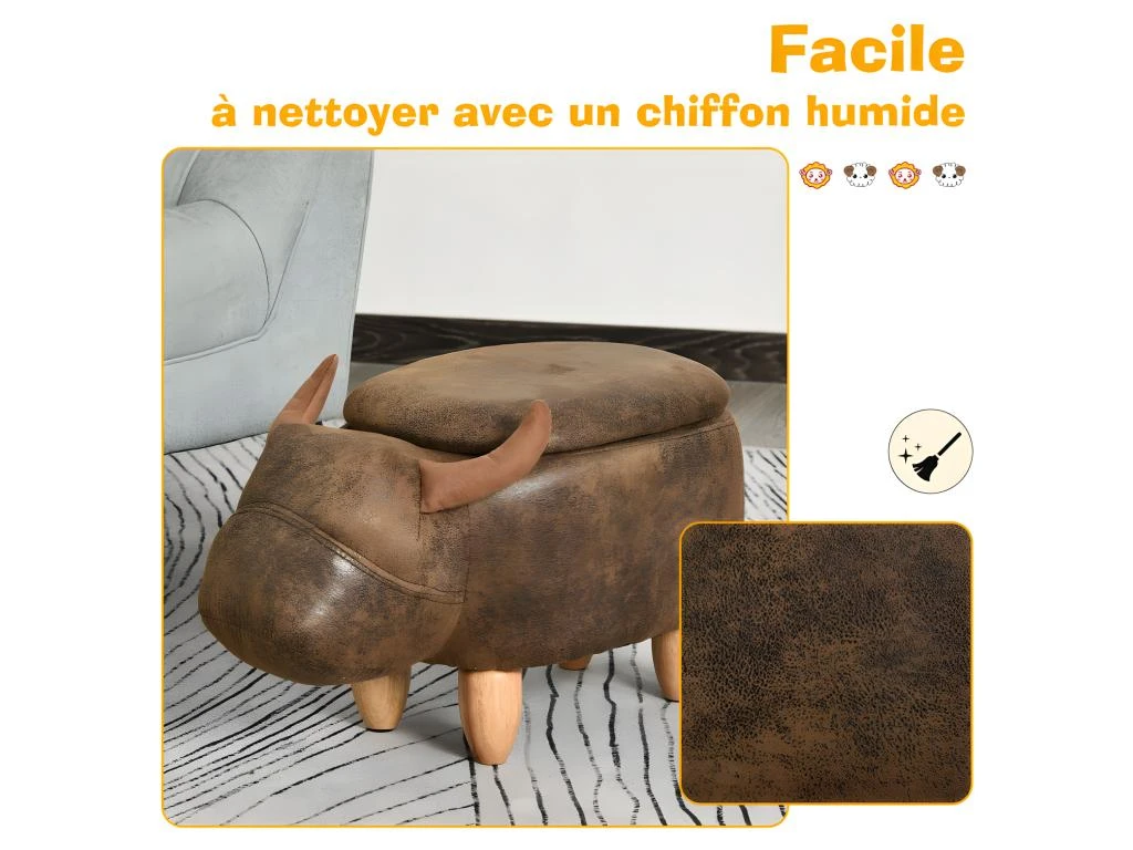 Pouf Coffre Buffle SEVILLE Marron Daim Vieilli 5 Pouf Coffre Buffle SEVILLE Marron Daim Vieilli â Image 5