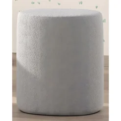 CONNIE - Pouf Rond 41cm Tissu Bouclé Gris -Promos Chesteris Boutique pouf 22121377