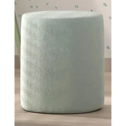 CONNIE - Pouf Rond 41cm Tissu Bouclé Vert Olive -Promos Chesteris Boutique pouf 22121399