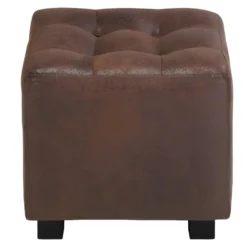 Lot De 2 Poufs ERNEST En Microfibre Aspect Cuir Vieilli - Marron -Promos Chesteris Boutique pouf 267257