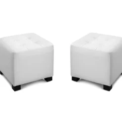 Lot De 2 Poufs ERNEST En Simili - Blanc