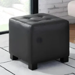 Lot De 2 Poufs ERNEST En Simili - Noir -Promos Chesteris Boutique pouf 269711 2