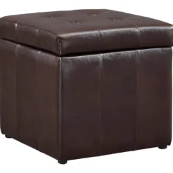 Pouf Coffre De Rangement SERAFINO En Simili - Marron -Promos Chesteris Boutique pouf 278493