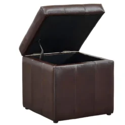Pouf Coffre De Rangement SERAFINO En Simili - Marron -Promos Chesteris Boutique pouf 278495