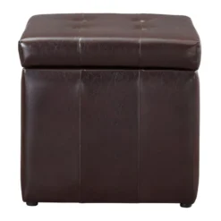 Pouf Coffre De Rangement SERAFINO En Simili - Marron -Promos Chesteris Boutique pouf 278497