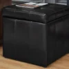 Pouf Coffre De Rangement SERAFINO En Simili - Noir