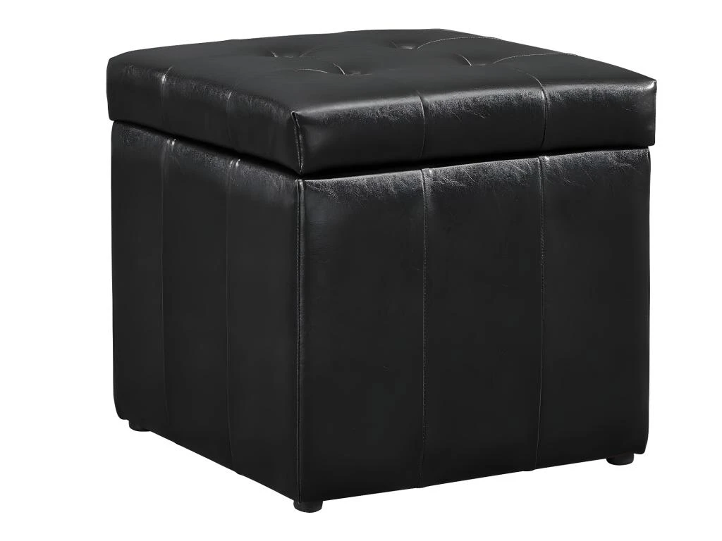 Pouf Coffre De Rangement SERAFINO En Simili - Noir 4 Pouf Coffre De Rangement SERAFINO En Simili - Noir – Image 4