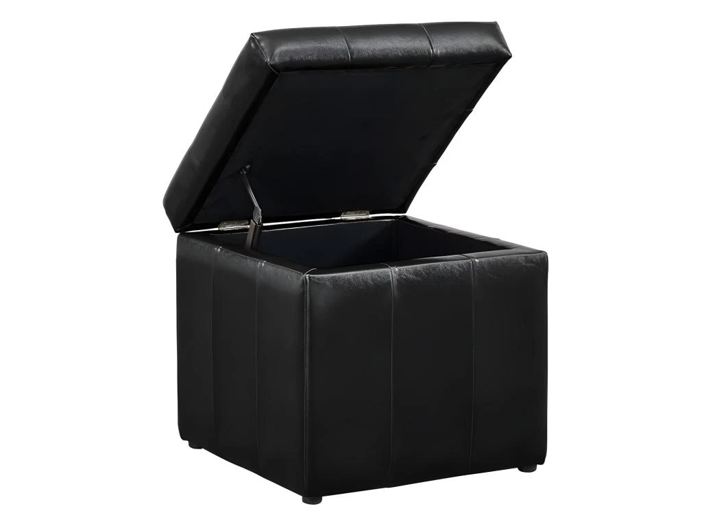 Pouf Coffre De Rangement SERAFINO En Simili - Noir 3 Pouf Coffre De Rangement SERAFINO En Simili - Noir – Image 3