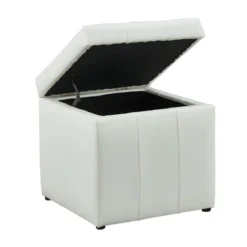 Pouf Coffre De Rangement SERAFINO En Simili - Blanc -Promos Chesteris Boutique pouf 295455