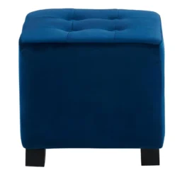 Lot De 2 Poufs ERNEST En Velours - Bleu Nuit -Promos Chesteris Boutique pouf 321191