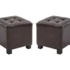 Lot De 2 Poufs ERNEST En Simili - Marron