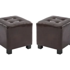 Lot De 2 Poufs ERNEST En Simili - Marron