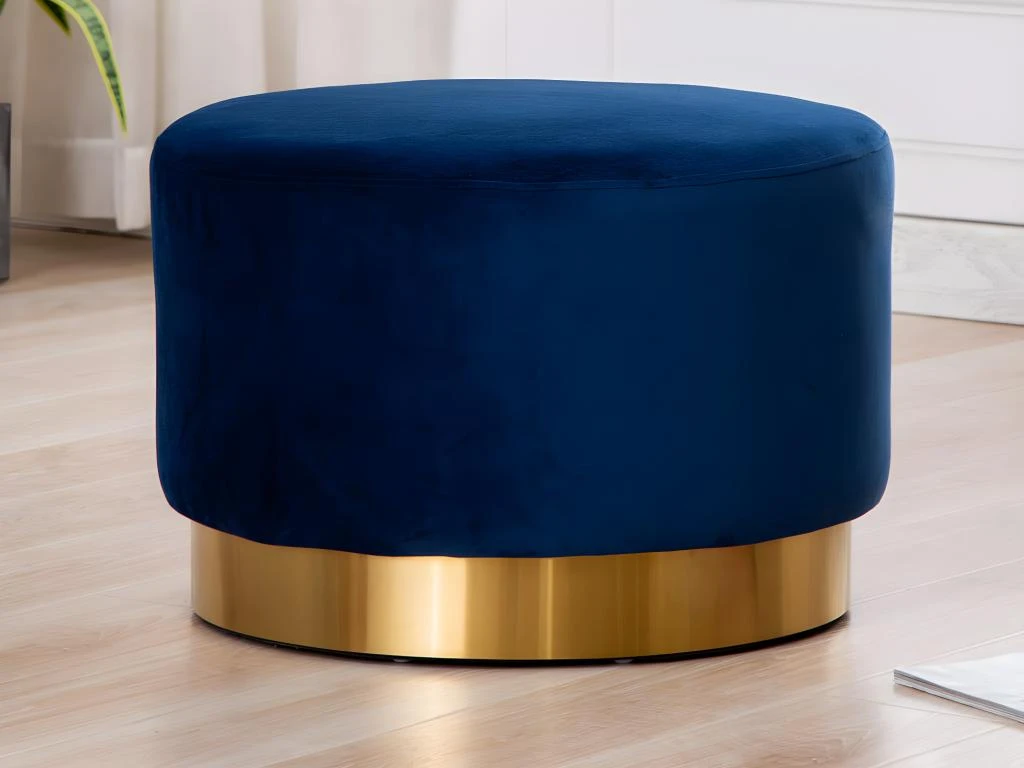 Pouf En Velours CLORIA - Bleu Nuit 2 Pouf En Velours CLORIA - Bleu Nuit – Image 2