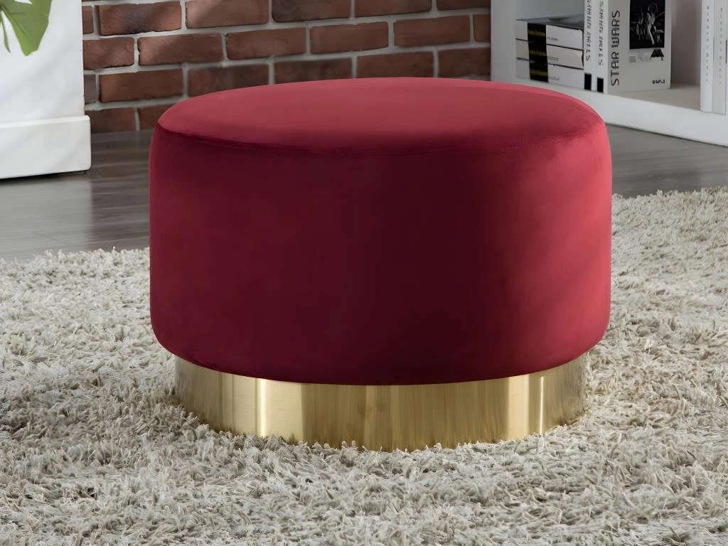 Pouf En Velours CLORIA - Bordeaux 2 Pouf En Velours CLORIA - Bordeaux – Image 2