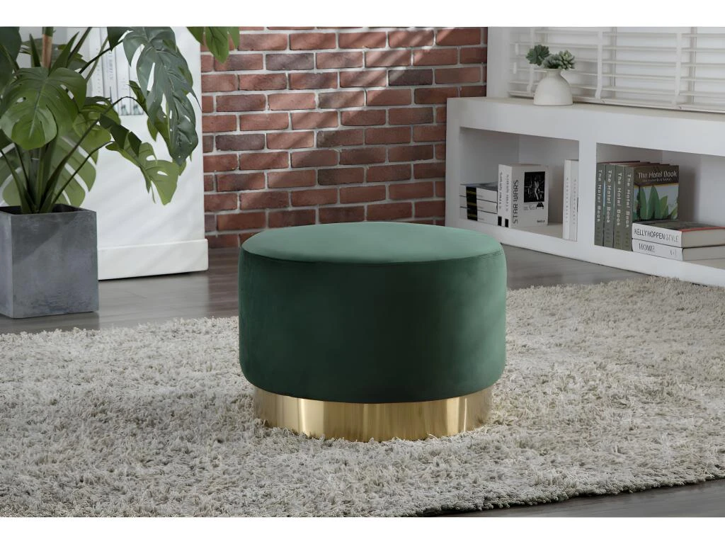 Pouf En Velours CLORIA - Vert Sapin 1 Pouf En Velours CLORIA - Vert Sapin