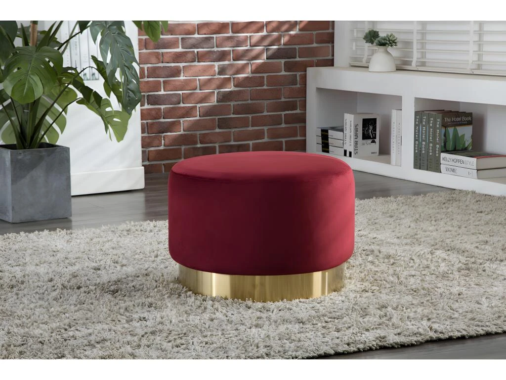 Pouf En Velours CLORIA - Bordeaux 1 Pouf En Velours CLORIA - Bordeaux