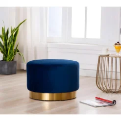 Pouf En Velours CLORIA - Bleu Nuit