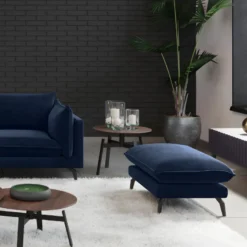 Pouf En Velours KESTREL - Bleu Nuit De Pascal Morabito -Promos Chesteris Boutique pouf 438505