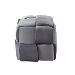 Pouf Tressé En Velours Anthracite FABERO -Promos Chesteris Boutique pouf 453857