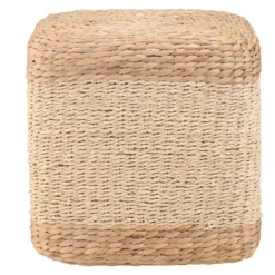 Pouf En Jacinthe D'eau Et Feuilles De Palmier Tressé Naturel EMYA -Promos Chesteris Boutique pouf 578467
