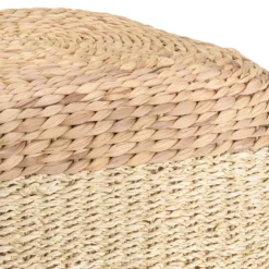 Pouf En Jacinthe D'eau Et Feuilles De Palmier Tressé Naturel EMYA -Promos Chesteris Boutique pouf 578471