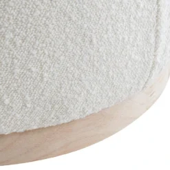 Pouf En Tissu Bouclette Et Socle En Bois Clair MILODEN -Promos Chesteris Boutique pouf 831609