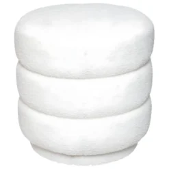 Pouf En Tissu Bouclé Blanc D 40 X H 40 Cm