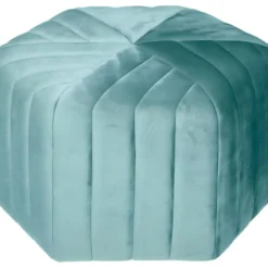 Pouf En Velours Vert Jade Assise Large 52 X 48 Cm