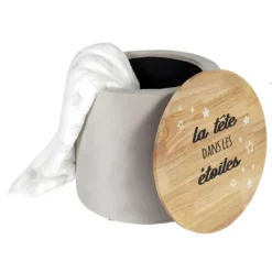 CHILD - Pouf De Rangement Velours Blanc Pour Enfant -Promos Chesteris Boutique pouf 9609563