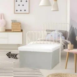 ARIE - Lot De 2 Poufs Coffres Rectangulaires Gris Imitation Fourrure -Promos Chesteris Boutique pouf 9609571